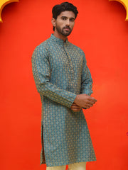 Jacquard Silk Straight Kurtas ( KO 5211 Blue )