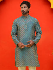 Jacquard Silk Straight Kurtas ( KO 5211 Blue )