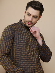 Jacquard Silk Straight Kurtas ( KO 5211 Brown )
