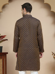 Jacquard Silk Straight Kurtas ( KO 5211 Brown )