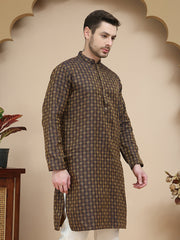 Jacquard Silk Straight Kurtas ( KO 5211 Brown )
