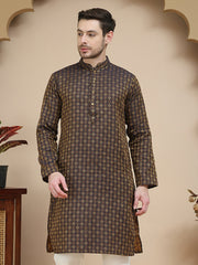 Jacquard Silk Straight Kurtas ( KO 5211 Brown )