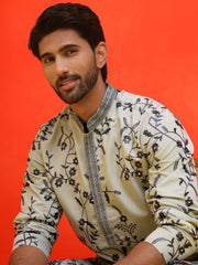 Chikankari Embroidered Kurtas For Men ( KO 5221 Grey )