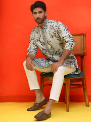 Chikankari Embroidered Kurtas For Men ( KO 5221 Grey )