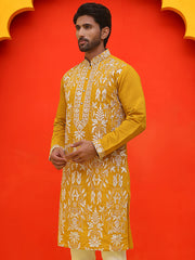 Embroidered & Sequins Kurtas For Men ( KO 5226 Mustard )