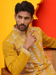 Embroidered & Sequins Kurtas For Men ( KO 5226 Mustard )