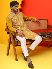 Embroidered & Sequins Kurtas For Men ( KO 5226 Mustard )