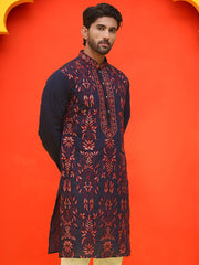 Embroidered & Sequins Kurtas For Men ( KO 5226 Navy )