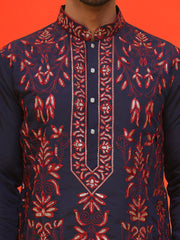 Embroidered & Sequins Kurtas For Men ( KO 5226 Navy )