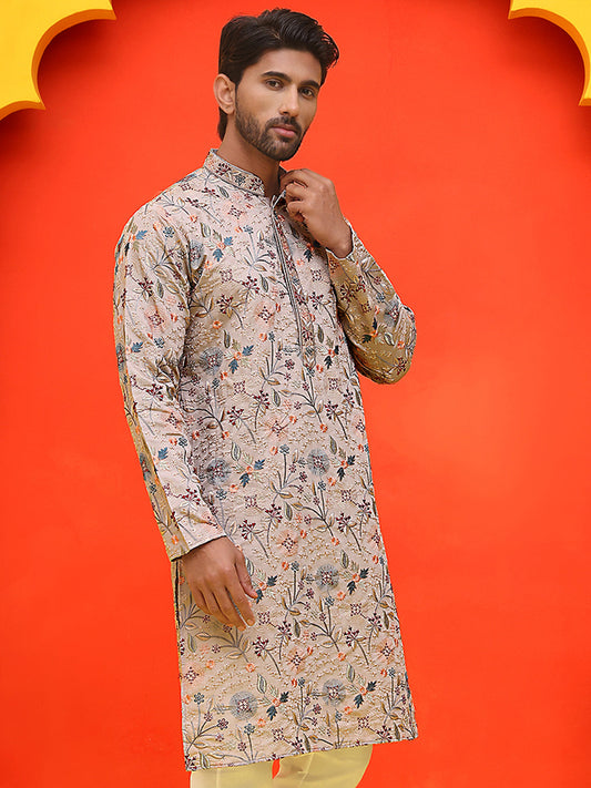 Embroidered Kurtas For Men ( KO 5227 Cream )