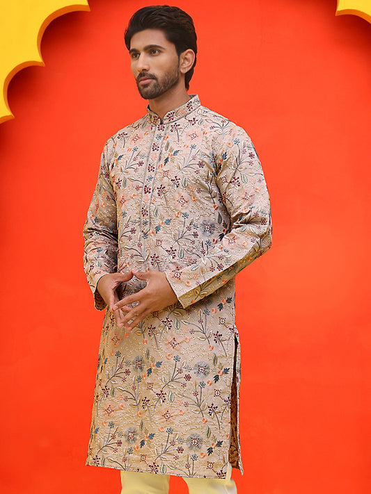 Embroidered Kurtas For Men ( KO 5227 Cream )