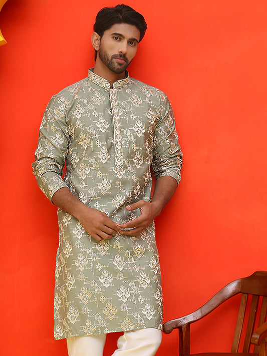 Men's Embroidered Kurtas ( KO 5229 Pista )
