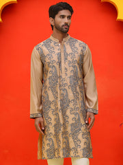 Embroidered & Sequins Kurtas For Men ( KO 5230 Beige )