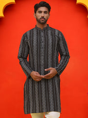 Self Design Straight Kurta For Men ( KO 5232 Black )