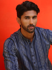 Self Design Straight Kurta For Men ( KO 5232 Blue )