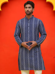 Self Design Straight Kurta For Men ( KO 5232 Blue )