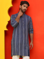Self Design Straight Kurta For Men ( KO 5232 Blue )