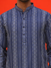 Self Design Straight Kurta For Men ( KO 5232 Blue )