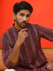 Self Design Straight Kurta For Men ( KO 5232 Maroon )