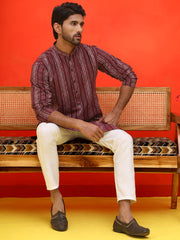 Self Design Straight Kurta For Men ( KO 5232 Maroon )