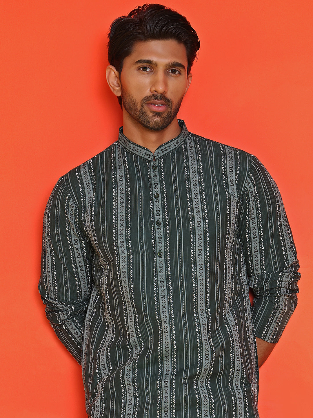 Self Design Straight Kurta For Men ( KO 5232 Olive )