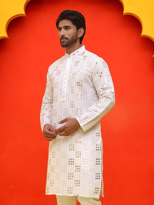 Embroidered & Sequins Kurtas ( KO 5233 White )