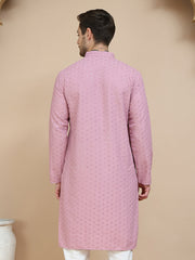 Embroidered Cotton Kurtas for Men ( KO 5244 Magenta )