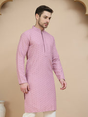 Embroidered Cotton Kurtas for Men ( KO 5244 Magenta )