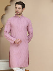 Embroidered Cotton Kurtas for Men ( KO 5244 Magenta )