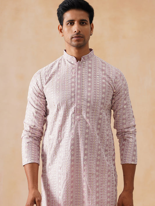 Pink Kurta with White Thread Embroidery ( KO 5280 Magenta )