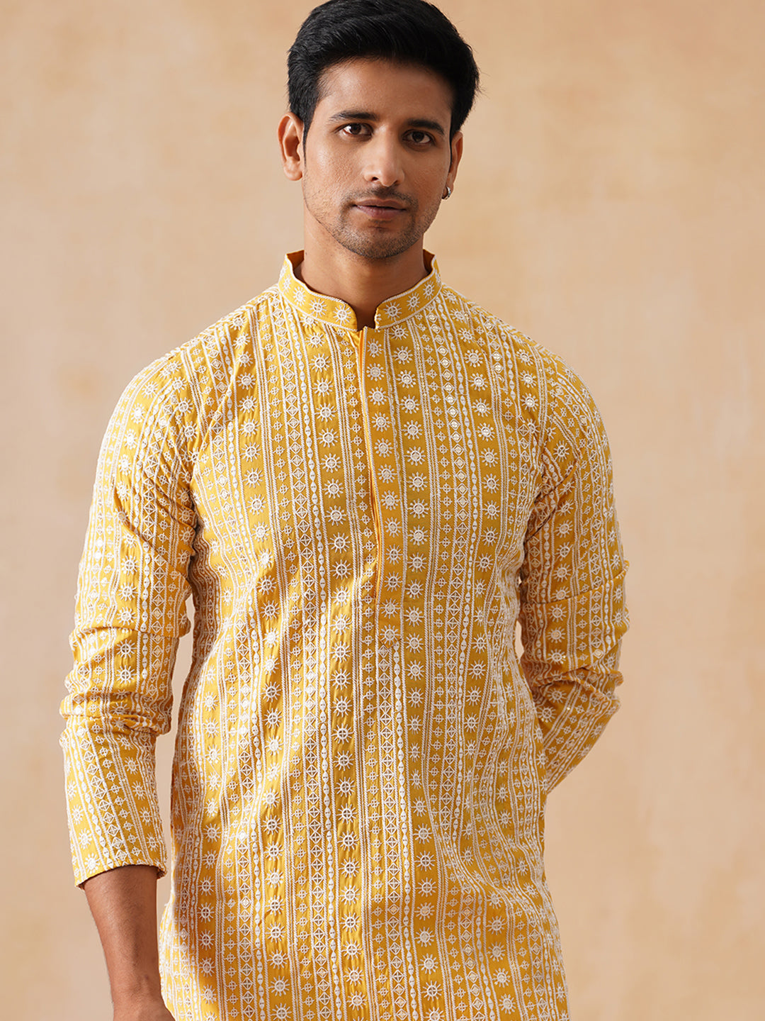 Sunshine Mustard Kurta with White Thread Embroidery ( KO 5280 Mustard )
