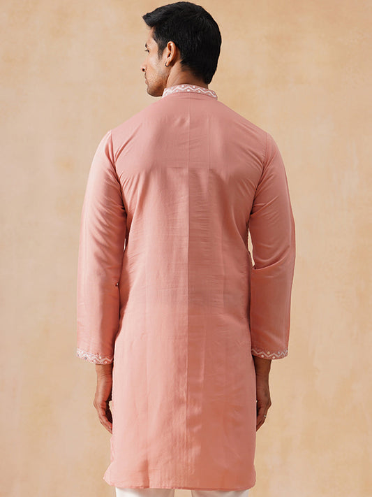 Embroidered Mirror Work Kurta Pyjama ( KO 5286 Pink )