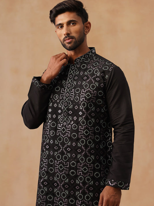 Ethnic Kurtas in Luxurious Silk Blend ( KO 5295 Black )