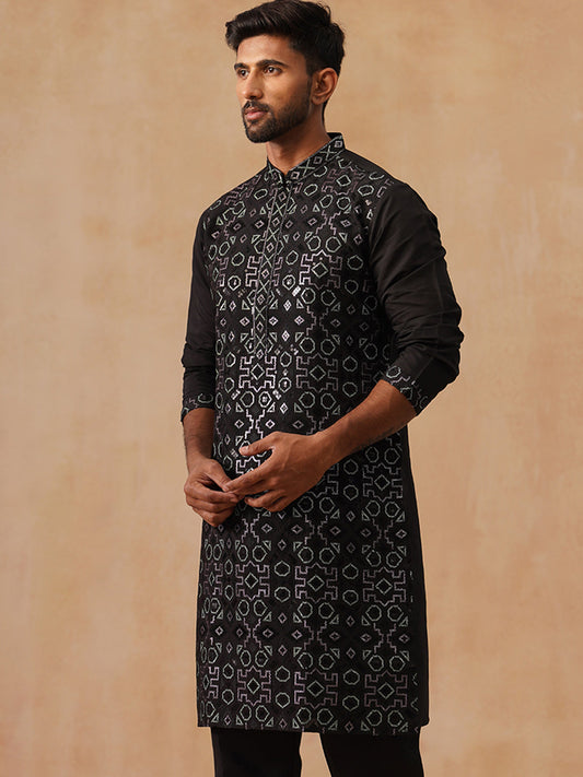 Ethnic Kurtas in Luxurious Silk Blend ( KO 5295 Black )