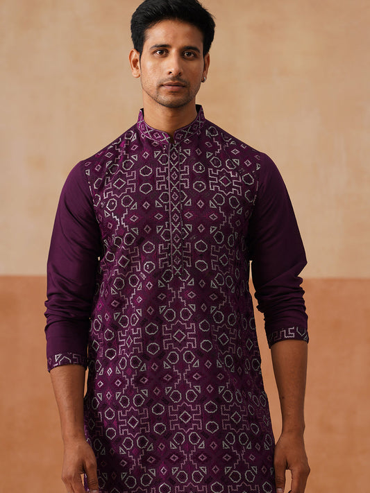Ethnic Kurtas in Luxurious Silk Blend ( KO 5295 Purple )