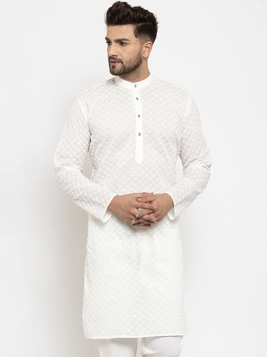 Men Cream Chikan Kurta Only ( KO 561 Cream )