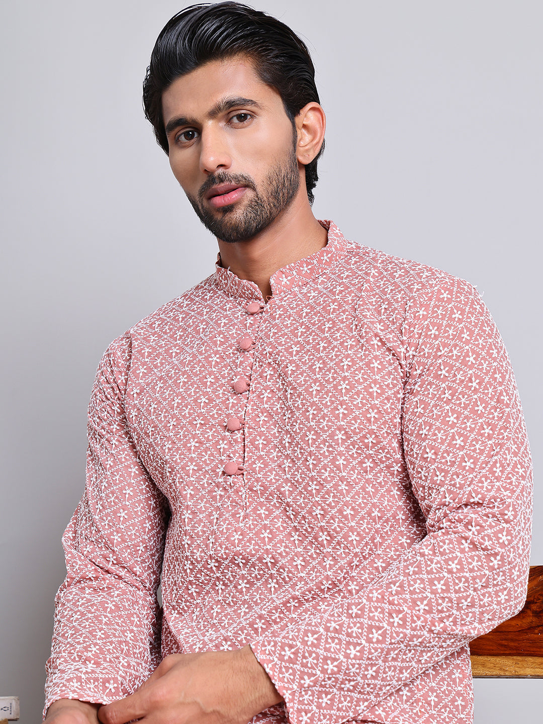 Floral Embroidered Kurtas ( INKOO 626Coral )