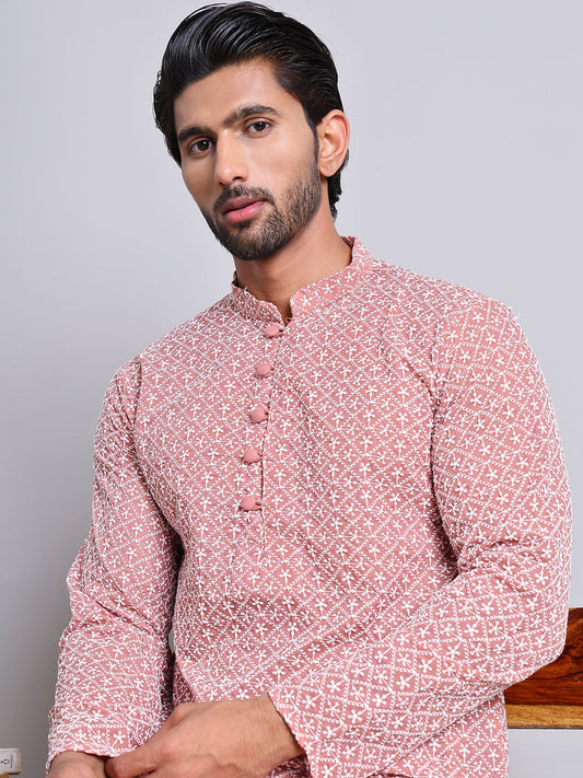 Floral Embroidered Kurtas ( INKOO 626Coral )