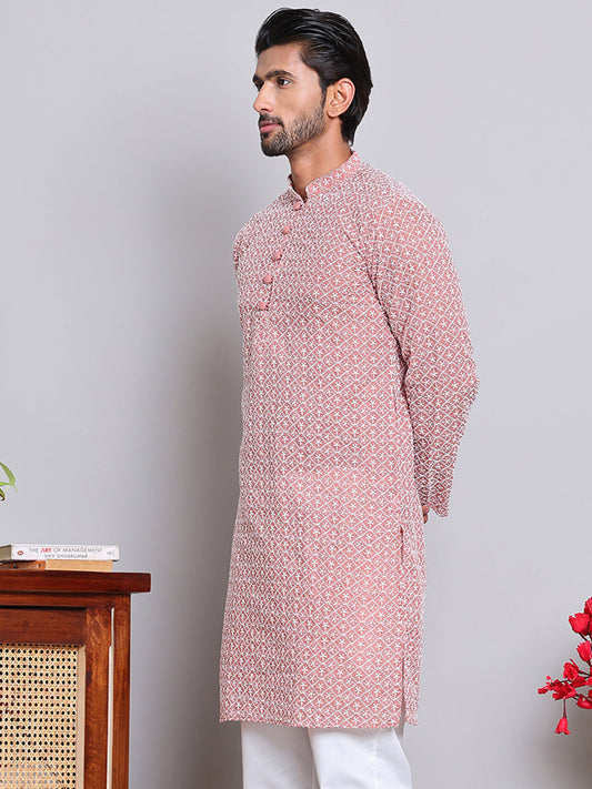 Floral Embroidered Kurtas ( INKOO 626Coral )