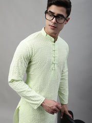 Men's Green Embroidered Kurta Only ( KO 626Green )