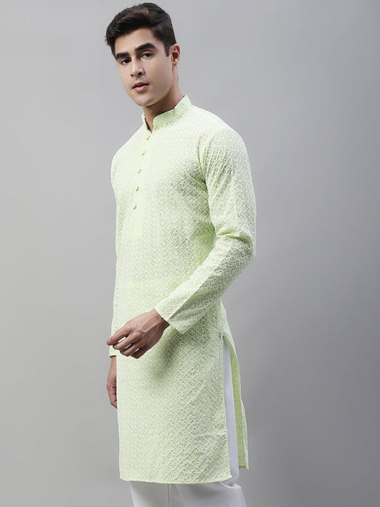 Men's Green Embroidered Kurta Only ( KO 626Green )