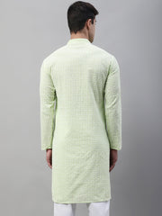 Men's Green Embroidered Kurta Only ( KO 626Green )