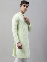 Men's Green Embroidered Kurta Only ( KO 626Green )