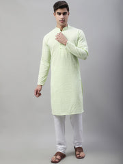 Men's Green Embroidered Kurta Only ( KO 626Green )