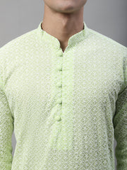 Men's Green Embroidered Kurta Only ( KO 626Green )