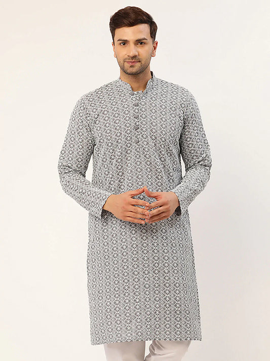 Men's Embroiderd Kurtas ( KO 626 Grey )