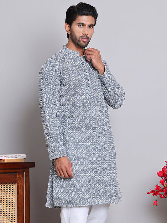 Floral Embroidered Kurtas ( INKOO 626Grey )