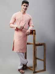 Men's Orange Embroidered Kurta Only ( KO 626Orange )
