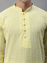 Men's Yellow Embroidered Kurta Only ( KO 626Yellow )