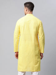 Men's Embroiderd Kurtas ( KO 640 Lemon )